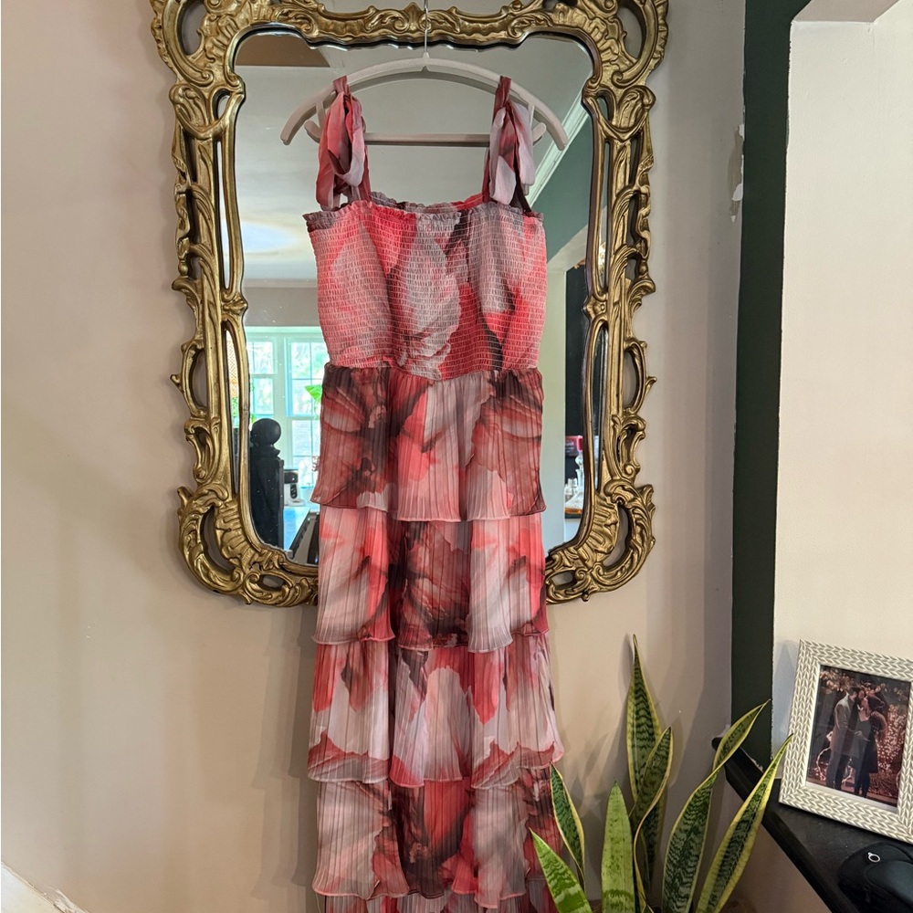 Socialite Pink and Red Floral Maxi Dress